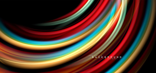 Multicolored wave lines on black background design