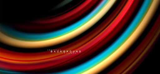 Multicolored wave lines on black background design