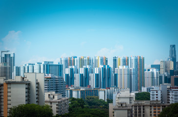 Singapore city Skyline and view of skyscrapers on Henderson bridge at daytime.