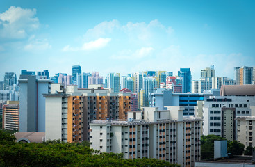 Singapore city Skyline and view of skyscrapers on Henderson bridge at daytime.