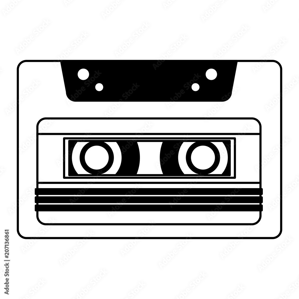 Wall mural retro cassette recorder music vintage vector illustration