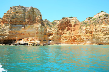 Fototapeta na wymiar Rocky coast in Algarve, Atlantic Ocean, Portugal