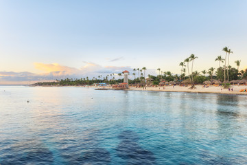 Fototapeta premium Sun set at Bayahibe beach, La Romana, Dominican republic