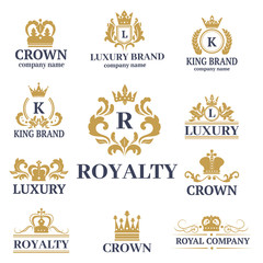 Crown king vintage premium white badge heraldic ornament luxury kingdomsign vector illustration. © creativeteam
