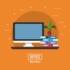 Business office interior banner information vector illustration graphic design