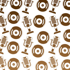 vintage old vinyl record microphone retro pattern vector illustration