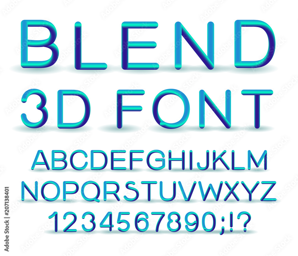 Fototapete 3d alphabet. vector set of color letters. font with a transition. gradient lettering. transition of 