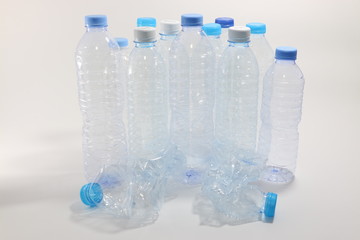 Close up of plastic bottle, Water Bottle, Packing, recyclable waste isolated on white background.