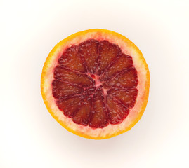 Half of bloody orange isolated on white background