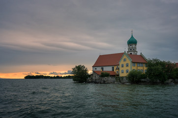 Lake Constance - Wasserburg am Bodensee..Catholic parish church Sankt Georg..Wasserburg am...