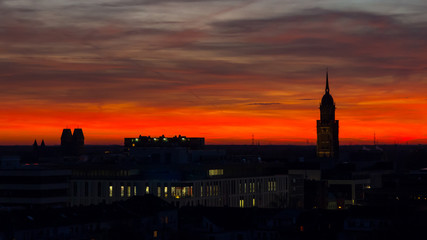 Naklejka premium Abendrot über Krefeld