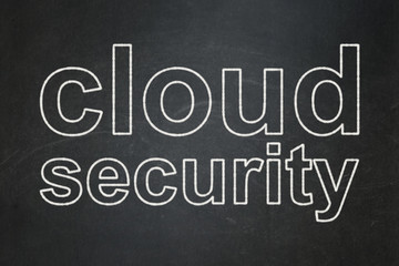 Obraz premium Cloud computing concept: text Cloud Security on Black chalkboard background