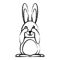 cute rabbit icon over white background, vector illustration