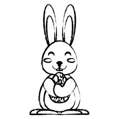 cute bunny with easter egg over white background, vector illustration
