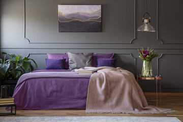 Purple bedroom interior