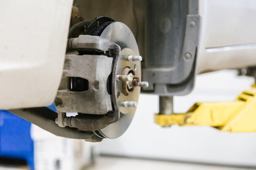 repair of brake discs, brake pads on a car