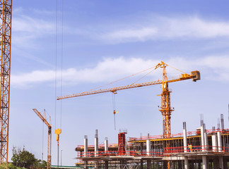 Construction crane on construction site