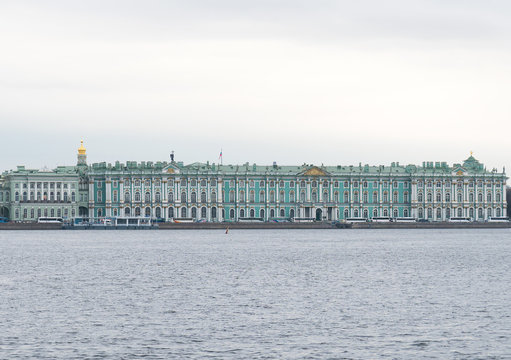 Hermitage museum, Winter palace view from Neva river.