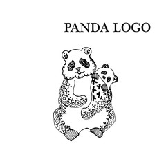 Logotype with panda in black and white style