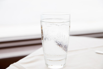 water glass with some ice