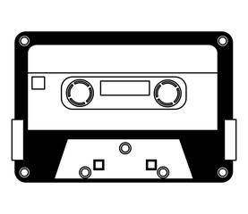 retro vintage cassette tape record music vector illustration black and white