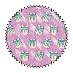 seal stamp with sweet cake pattern over white background, vector illustration