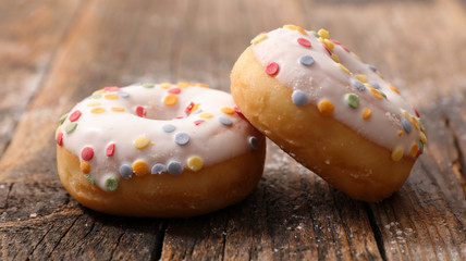 delicious donut on wood background