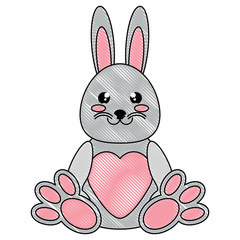 cute rabbit icon over white background, colorful design. vector illustration