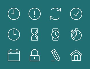 Set clock Line icon stock vector illustration. Editable Stroke. 100x100 Pixel Perfect