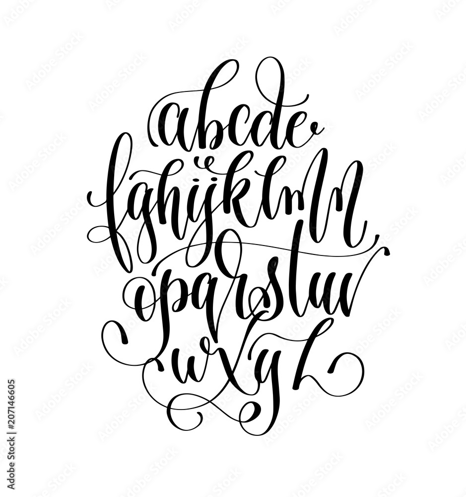 Sticker black and white hand lettering alphabet design