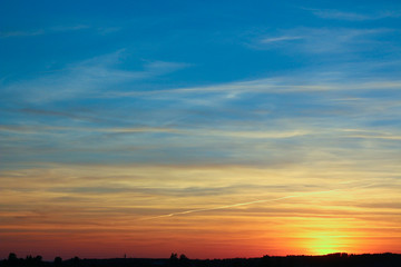 Evening sunset away from the city