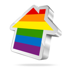 House Icon Rainbow Flag Gay Silver

