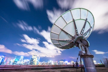 satellite dish antennas in city