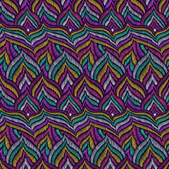 Embroidery pattern feather trendy doodle texture