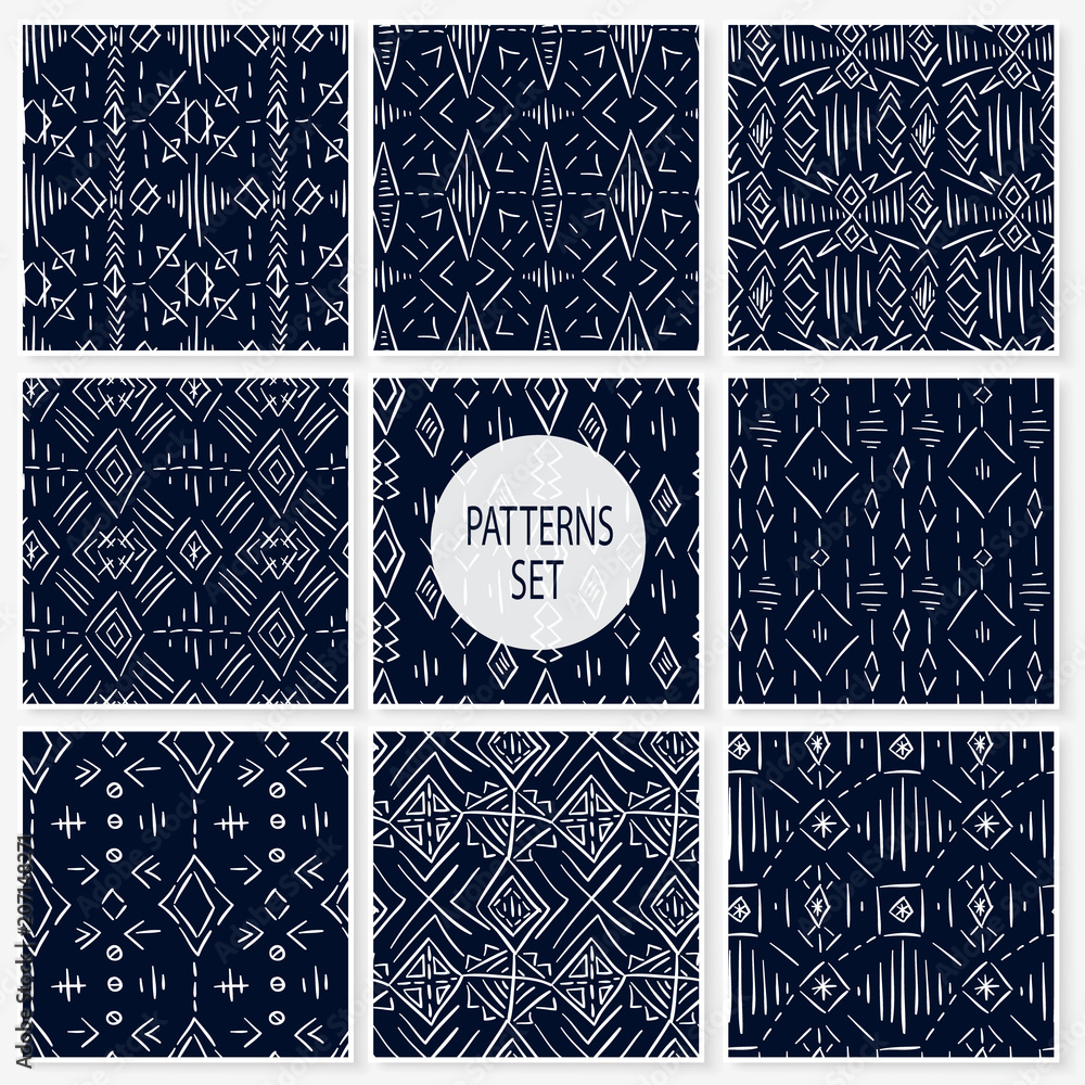 Aufkleber doodle patterns set. abstract sketch textures. simple ornaments collection. pencil effect scribble b