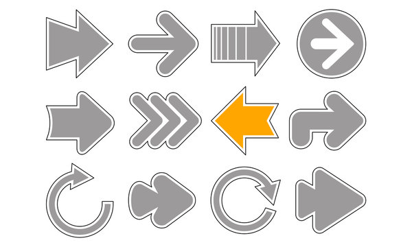 Set of directional simetrical arrows