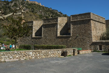 Medieval fortress walls in Villefranche-De-Conflent, France