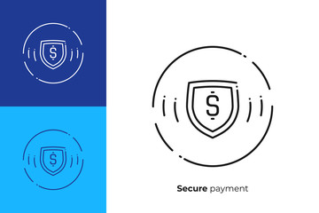 Shield with dollar sign line art vector icon