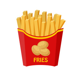 Vector illustration. French fries. Fast food.