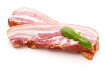 Pieces of raw pork lard isolated on white background.