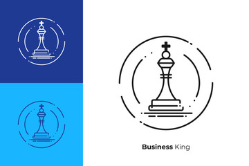 Chess king figure line art vector icon
