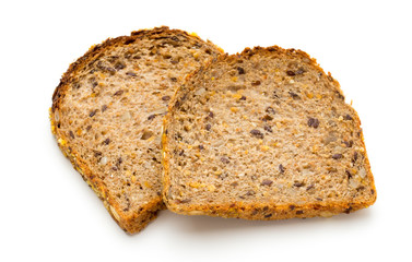 Whole wheat bread isolated on white background.