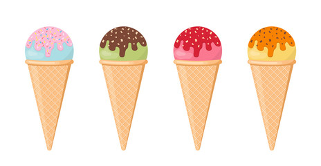 Vector illustration. Set of delicious ice cream.