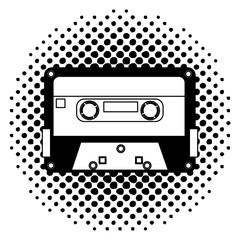 retro vintage cassette tape record music vector illustration  halftone