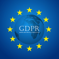 GDPR abstract background template with round city.