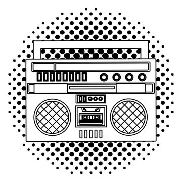 recommend clip art: cassette radio player device retro vintage vector illustration  halftone