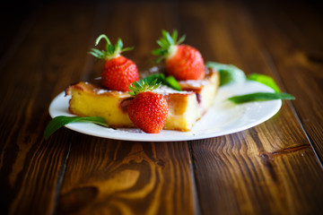 cottage cheese sweet casserole with strawberries