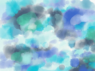 Fototapeta na wymiar Blue Watercolor Background Texture
