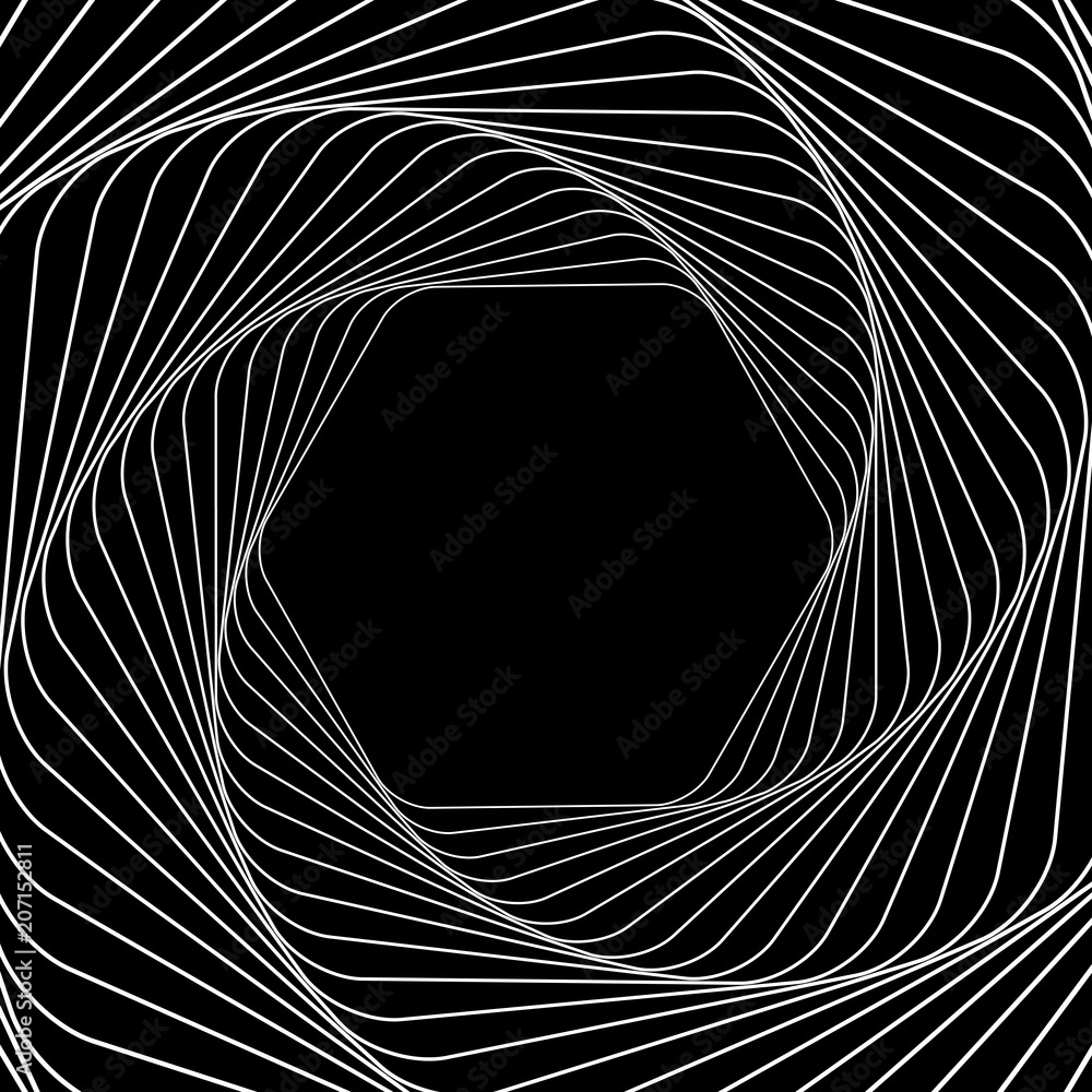 Poster tunnel abstract. twisted lines. logo. wireframe 3d surface tunnel.