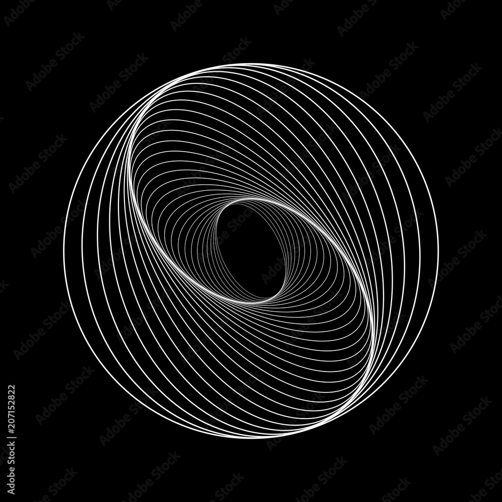 Poster tunnel abstract. twisted colored circle 3d. twisted lines. logo. sphere 3d